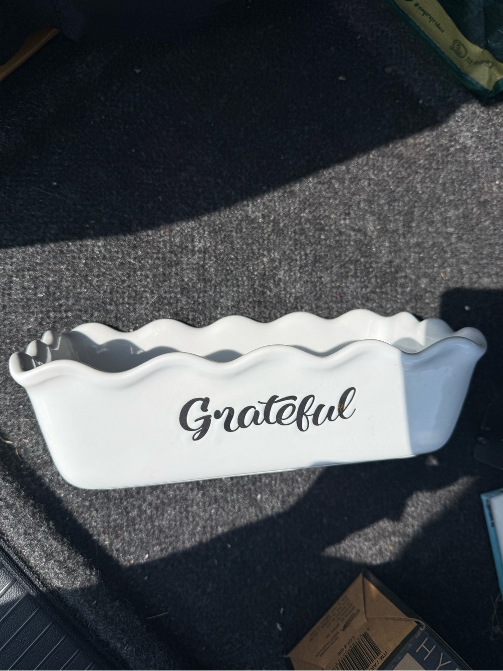 Grateful White Ceramic bread pan -